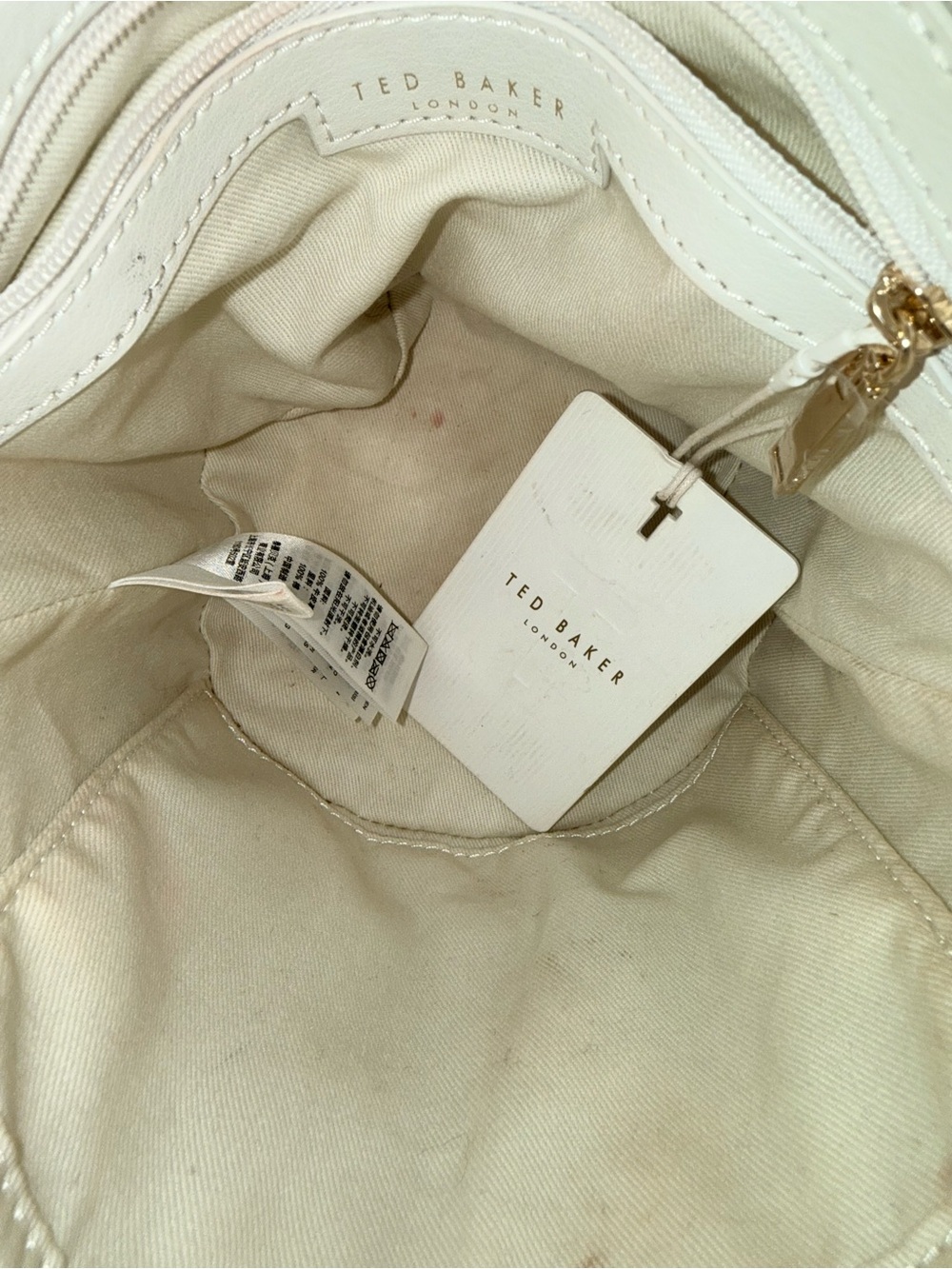 Ted Baker Cream & Tan Laser Cut Leather Floral Drawstring Mini Bucket Bag NWT - Picture 4 of 7
